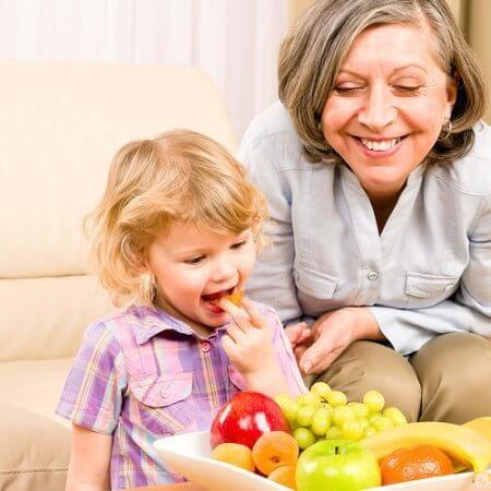 Grandmother and a kid